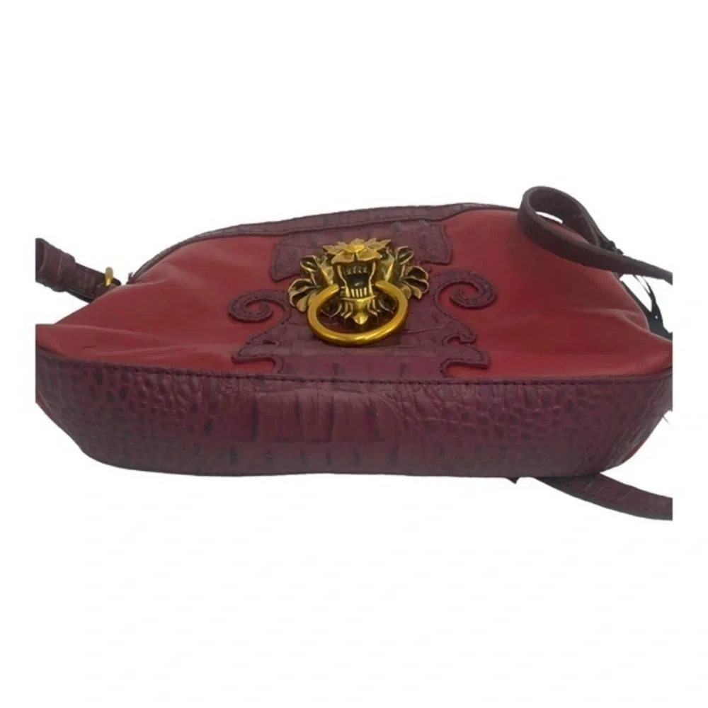 Sharif Crocc Embossed Red Leather Lion Knocker Bag w Coin Purse NWT - Picture 8 of 13